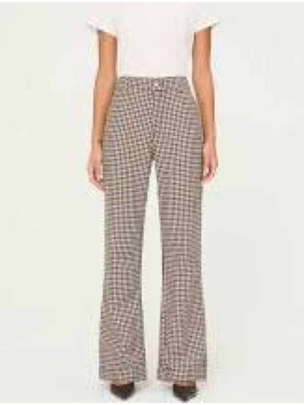 DL1961 Desi Boot Houndstooth Cotton Wide Leg Pants Sz 28 - Picture 3 of 10